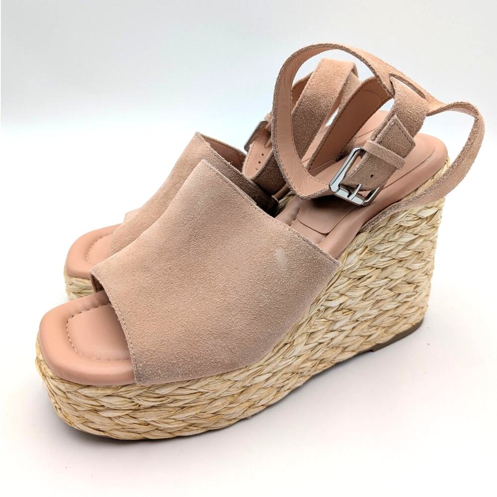 Marc Fisher LTD Nelly Wedge Espadrilles Sandal Women's Peach Size US9M EU39.5